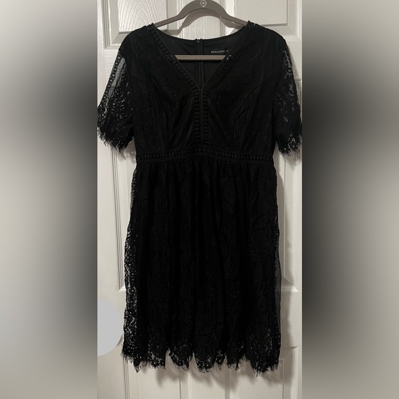 Funlingo Women’s Boho Black Lace Mini Dress, Short Sleeve Lined, Size: XL, NWT - Picture 9 of 13